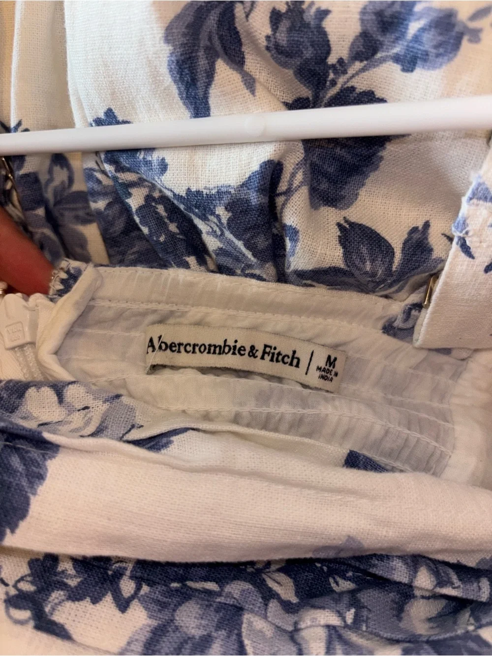 Abercrombie & Fitch White Maxi Dress with Blue Floral Print